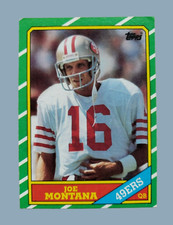 Vintage 1986 Topps  JOE MONTANA Football Card #156 San Francisco 49ERS VARIATION