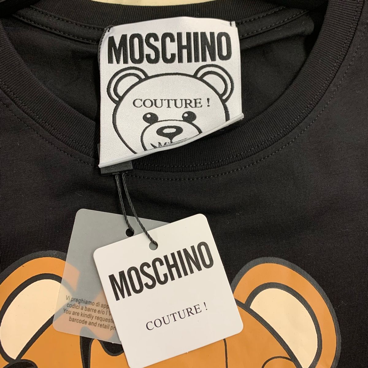 MOSCHINO Puzzle Bear Cotton T-Shirt Unisex Size M Black | eBay