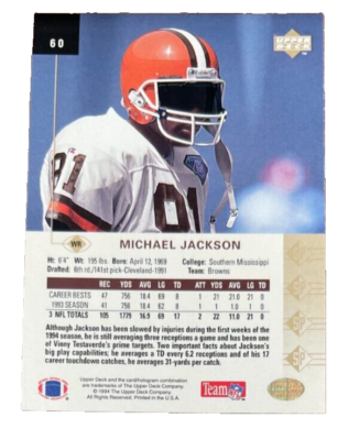 1994 UPPER DECK CARD # 60 Michael Jackson - Cleveland Browns | eBay