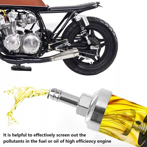 Universal Waschbar Motorrad ATV 8mm Chrom Glas Kraftstoff Filter Benzin Diesel~ - Bild 4 von 8