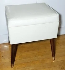 MCM Ottoman Sewing Cubbie Stool Danish Modern 1960s 19"x16"x14" Excellent!!!