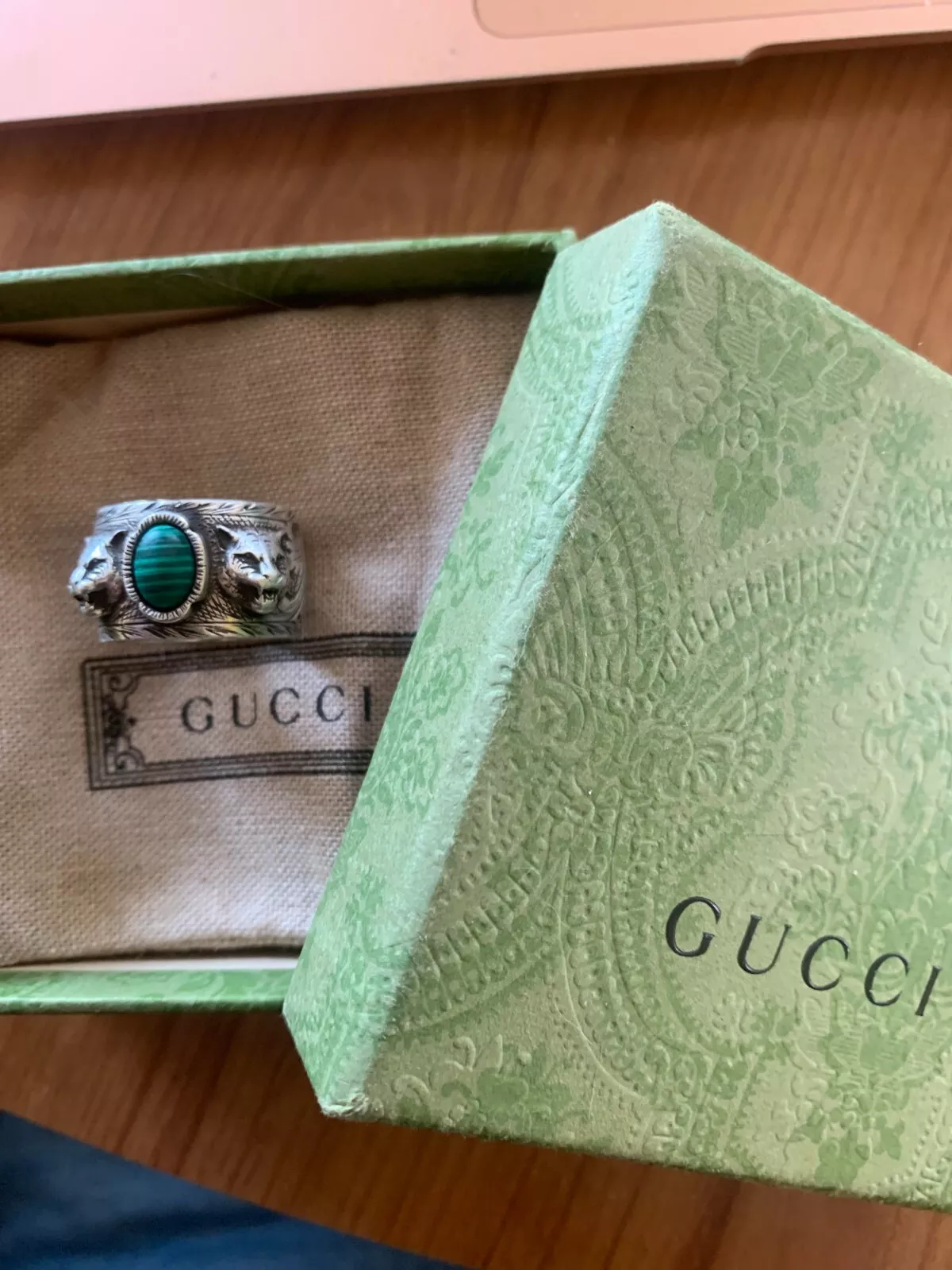 Bague Gucci pour homme taille 18 argent véritable 925 bijou objet original