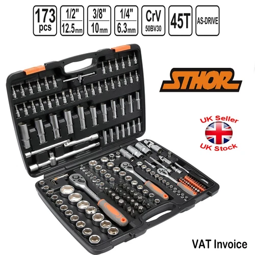 Yato Sthor 58688 173 Piece 1/2" 1/4" 3/8" Ratcheting Socket Spanner Bit Set