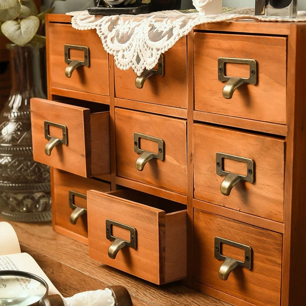 Apothecary Cabinet Rack Desktop Storage Drawer Home Room Office