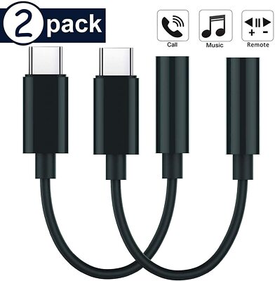 [2 Pack] USB-C to 3.5 mm Headphone Jack Adapter,Type C to 3.5mm Aux Audio
