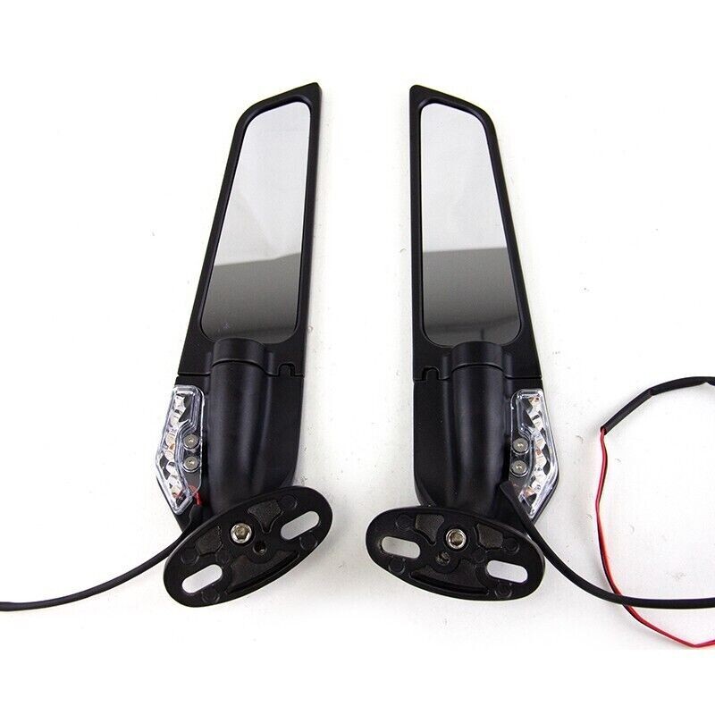 For Suzuki GSXR600 GSXR750 GSXR250R Adjustable Rearview Wind Wing Mirrors Lights