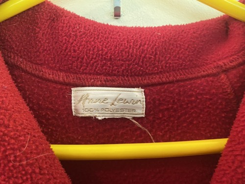 anne lewin red womens fleece robe size L pockets zipper - Picture 2 of 3