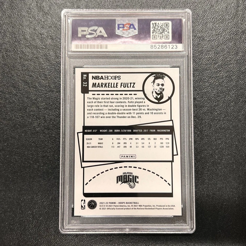 2021-22 Panini Hoops #32 MARKELLE FULTZ Signed Card AUTO PSA Slabbed Magic - Image 2 of 2