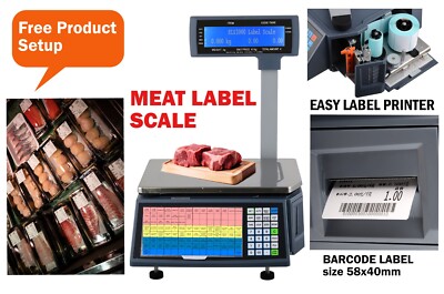 Metzgerwaage mit Barcode-Etikettendruck | Fleischgewichtswaage für Supermarkt