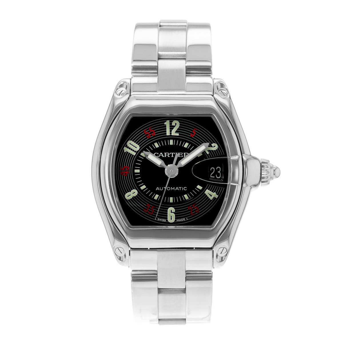 Cartier Roadster W62002V3 2510 38mm Black Arabic Steel Automatic Mens Watch View 2