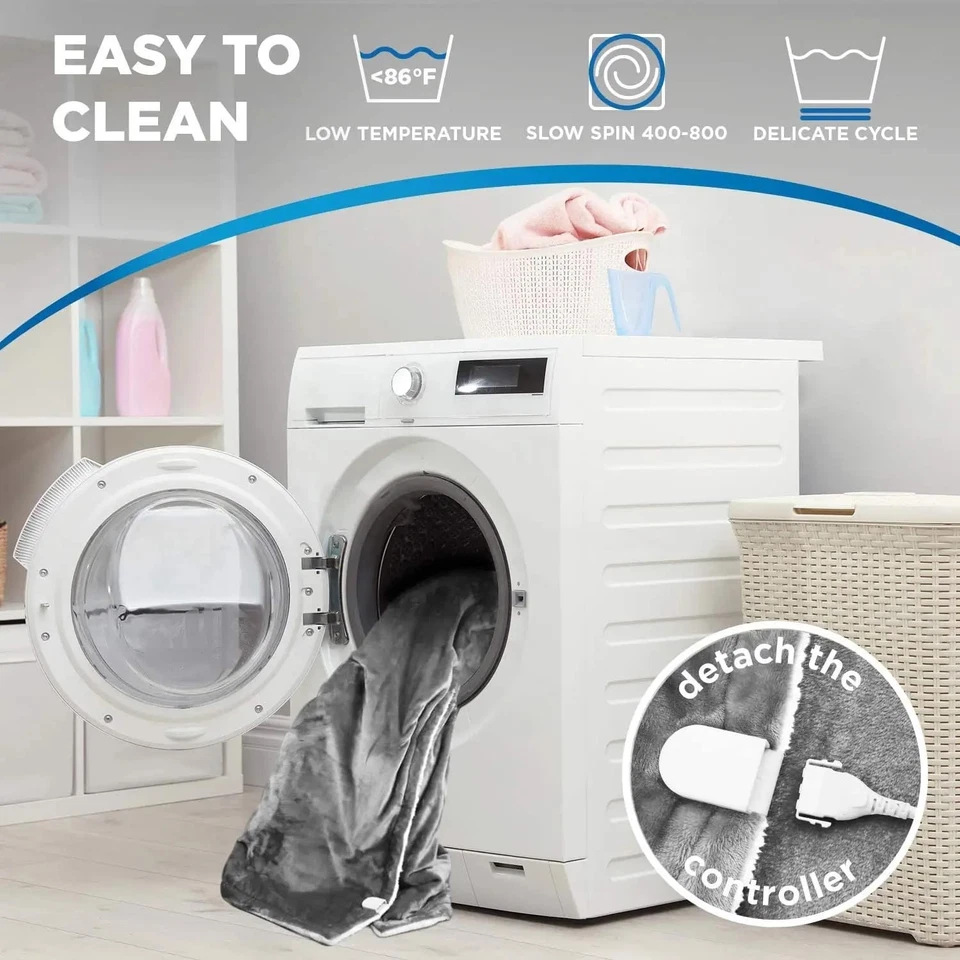 HEATED BLANKET THROW FLANNEL ELECTRIC BEST GIFT SAFE AND COMFORT 160X130 - Image 3 of 4