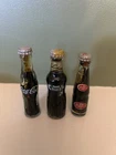VTG Miniature Coca Cola, Dr  Pepper, Crush Glass Soda Bottles, lot of 3