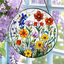 Wildflower Stained Glass Suncatcher: Flower Window Hanging