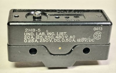 UNIMAX 2HB-5 Snap Action Momentary Limit Switch Vtg U.S.A. 20 Amp Industrial