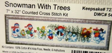 Design Works SNOWMAN WITH TREES Counted Cross Stitch Kit  7 x32” #5495