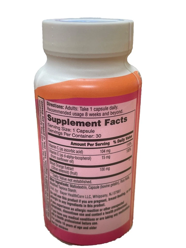 Bayer UNO AL DÍA BRILLO DE LA PIEL CON EXTRACTO DE NARANJA SANGRE 30 CÁPSULAS 3/26+ Foto 2 de 4