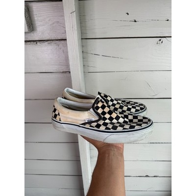 Vans Classic Slip-On Checkerboard Black White Canvas Skate Shoes Mens 8.0