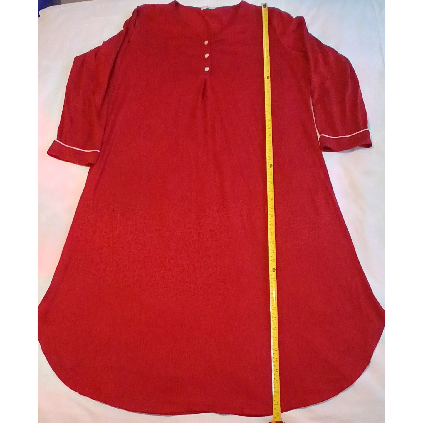 EKOUAER Women's XXL Long Sleeve V Neck House Dress Button Up Sleep Gown Burgundy