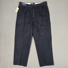 Vintage Polo Ralph Lauren Andrew Pants Mens 36x29 Navy Blue Pleated Classic NWT