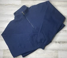 VTG 90s Russell Athletic 1/4 Zip Navy Blue Pullover Blank USA Men’s Size: XL EUC