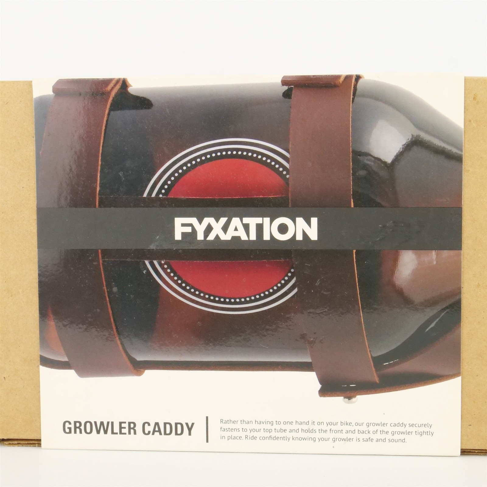 Fyxation Leather Growler Caddy Bottle Holder Brown 64oz Bike