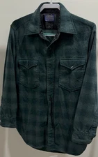Vintage Pendleton Wool Quilted Shirt Jac Jacket Forest green Men’s 16.5 1960-80s