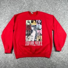 Taylor Swift The Eras Tour Sweatshirt Adult Large Red Concert Heavy Crewneck