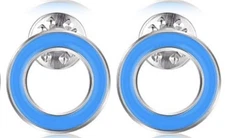 Diabetes Awareness Enamel Ribbon Pin ~International Blue Circle Symbol~ Set Of 2