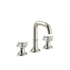 Paces 8 in. Widespread Double Handle Bathroom Faucet with Cross Handles in Vibra