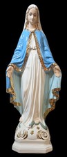 Vintage 24in Our Lady of Grace Madonna Statue Blue White Gold Catholic Altar