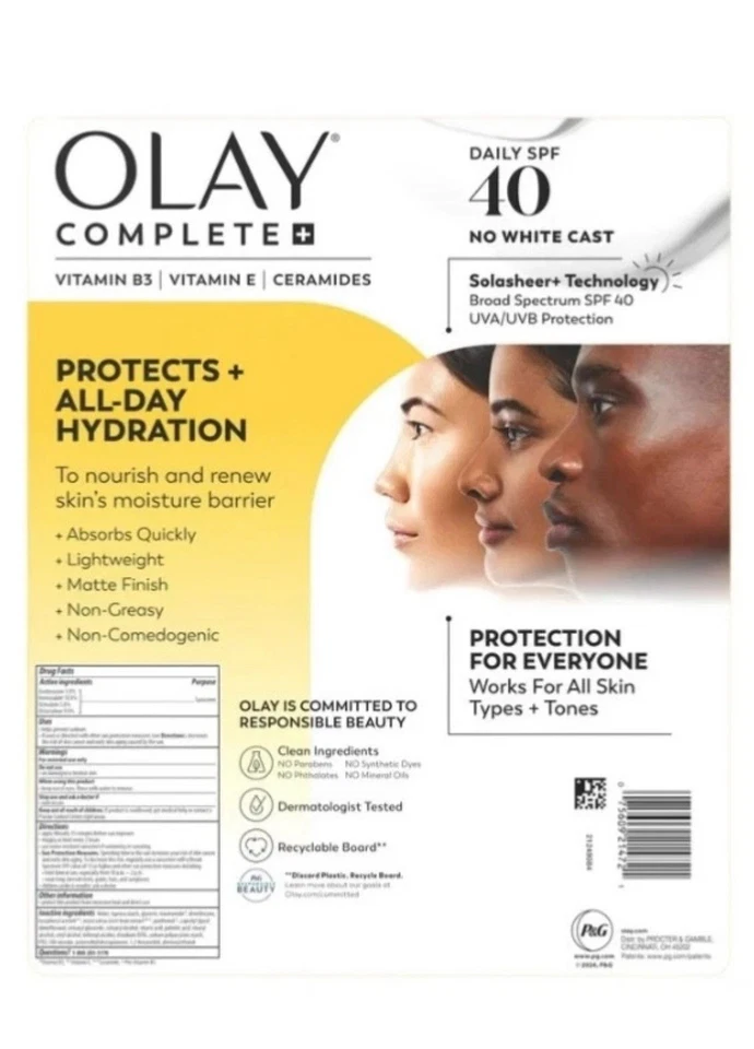 NUEVO Olay Complete+ Crema Hidratante con FPS 40 Sensible 6 fl oz, Paquete de 2 Foto 3 de 4