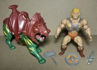 Vintage MOTU Masters of the Universe He-Man & Battle Cat Complete Figures Lot