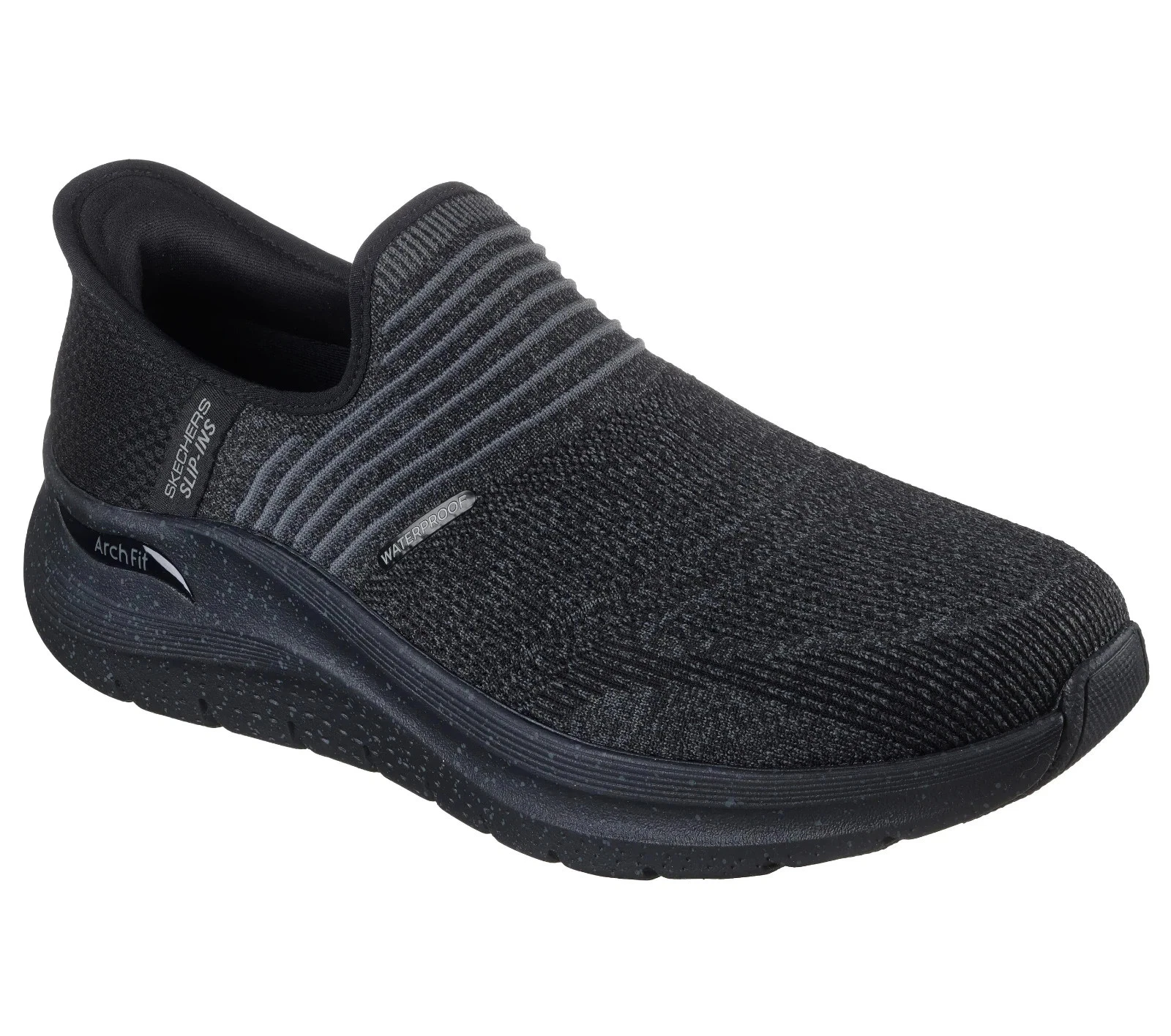 Black Skechers Shoe Men Water Proof Slip On Arch Fit Slip Ins Memory Foam 232952