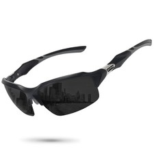 Ofwin Polarized Sports Sunglasses for Standard, Matte Black Frame/Gray Lens