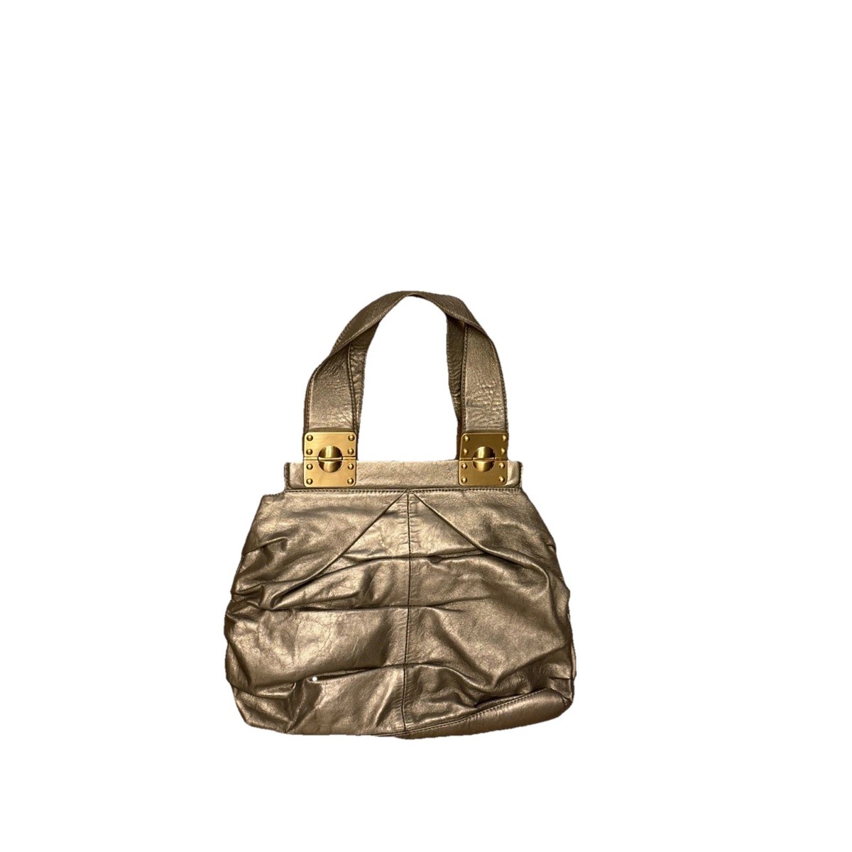 Steven Steve Madden Leather Boho Vintage Tote Bag Silver 80s 90s 