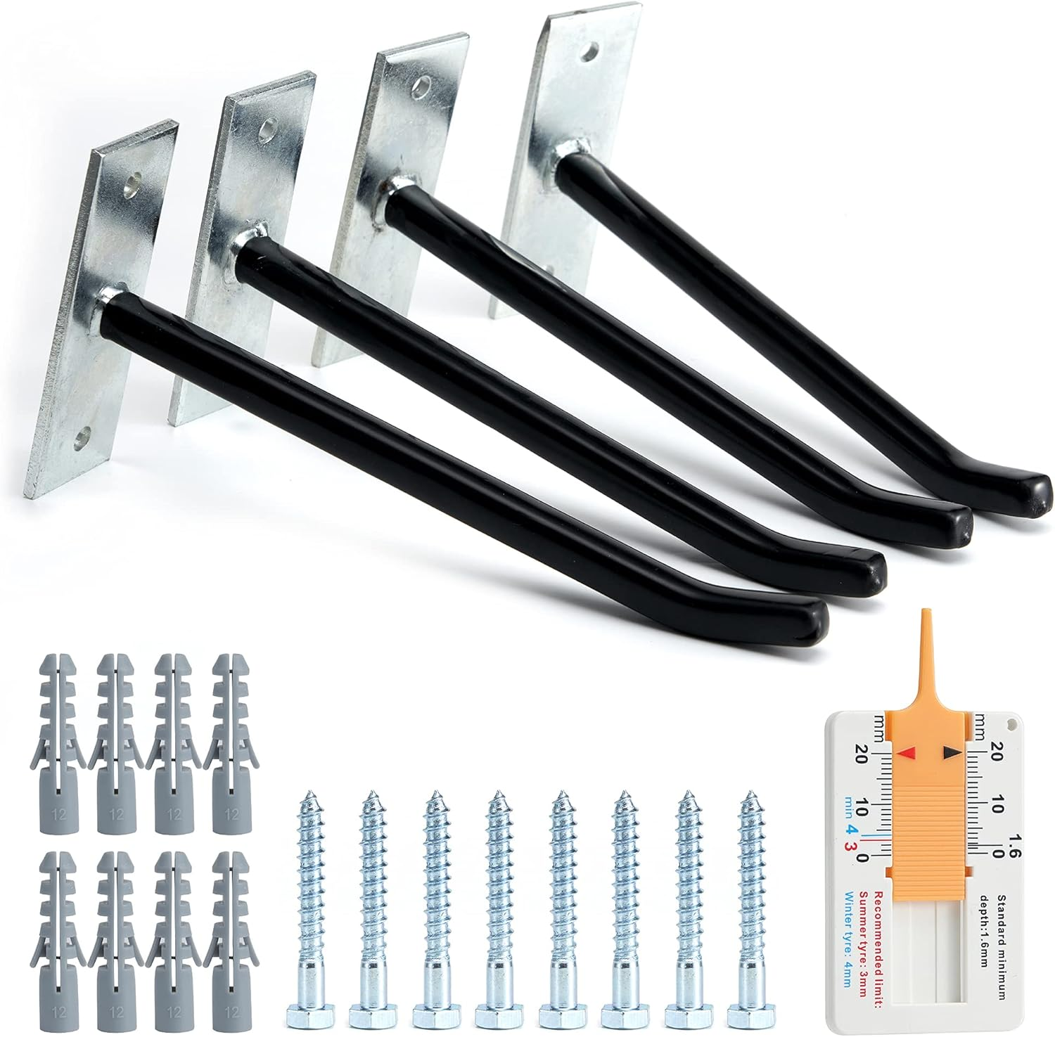 Sinoer 4PCS Garage Hooks Tire Storage System,Wall Mount Hooks with Metal Screws