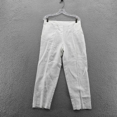 Chicos White Linen Pull On Straight Leg Pants Women Size 0 US Small | eBay