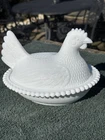 Indiana Han On Nest Milk Glass Vintage Lidded Dish