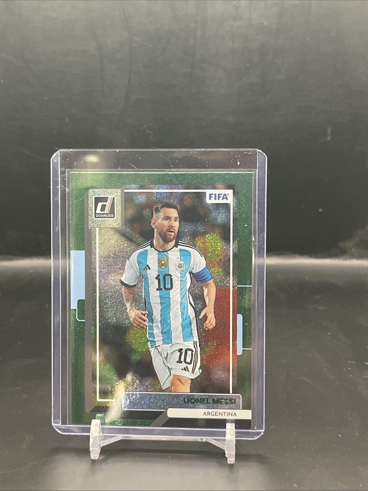 2022-23 Donruss Soccer - Lionel Messi - Green Speckle - Card #10 Argentina
