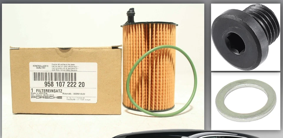 Kit de filtro de aceite diésel Porsche Cayenne 2013-2016 con tapón de drenaje y lavadora aplastante Foto 2 de 4