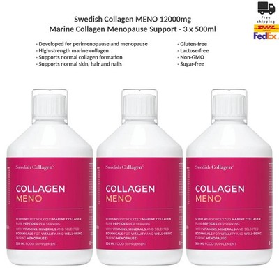 Swedish Collagen MENO 12000 mg Meereskollagen für Wechseljahre 3x500ml