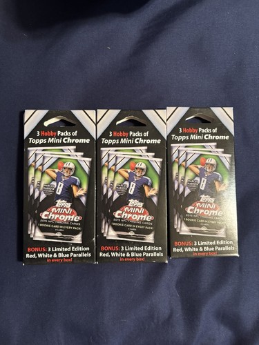 3 2015 Topps Chrome MINI Football EXCLUSIVE HOBBY Hanger Box-3 Packs + 3 Bonus - Picture 1 of 1
