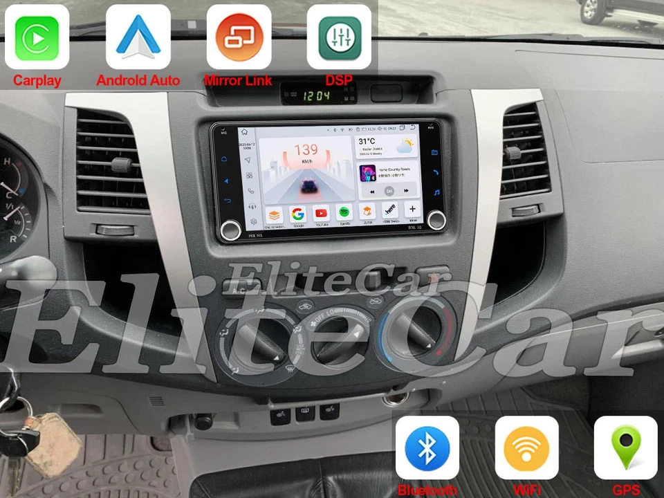 PARA TOYOTA HILUX 2005-2015 7" CARPLAY ANDROID 13 COCHE RADIO ESTÉREO GPS REPRODUCTOR RDS Foto 3 de 4