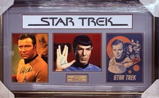 STAR TREK William Shatner + Leonard Nimoy Signed Photos 8x10 Collage FRAMED COA
