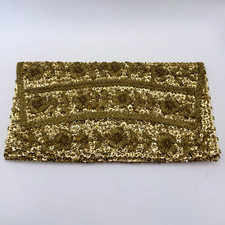 Vintage 1960s Gold Beaded Clutch, La Regale Sequined Evening Bag Hand Made Hong