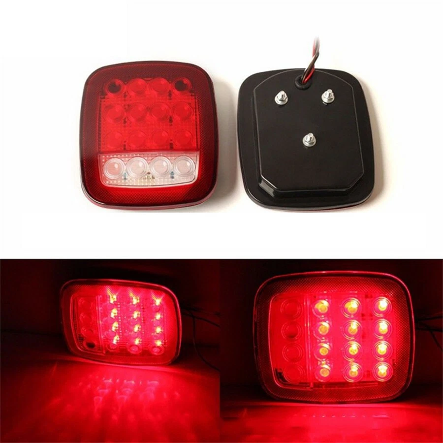 2 peças quadrado 16LED carro backup freio reverso luz marcador vermelho+branco - Imagem 2 de 4