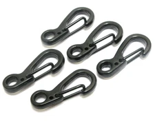 Miniature Stainless Steel Carabiner Spring Clip, 5 pack - Black