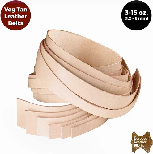 ELW Leather Blank Belt - 8-9 to 13-15 oz Thickness Cowhide Vegetable Tanned image 17