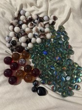 Glass Marbles Assorted Colors and Sizes Lot of Around 80 Unbranded
