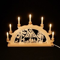 Holz-Schwibbogen Lichterbogen Waldhaus Kinder 50 Cm Made Im Erzgebirge Birke
